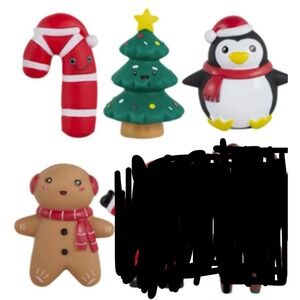 Lot Of 5 Merry & Bright Squeaky 6" Small Dog Toys Christmas Holiday Santa Tree +